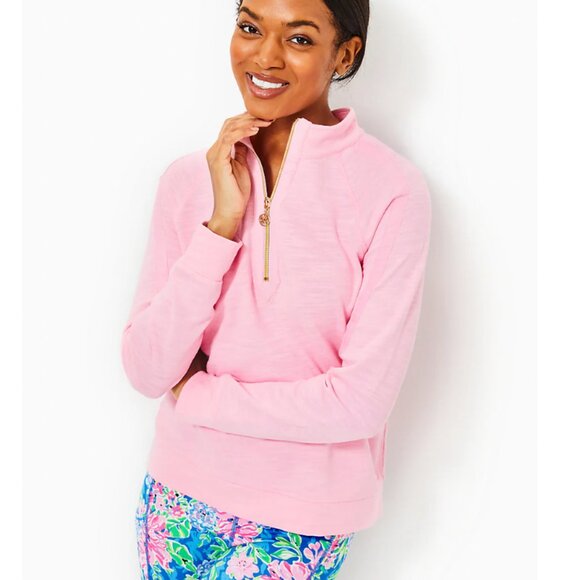 NEW Lilly Pulitzer Ashlee Half-Zip Pullover - Light Pink - Picture 2 of 4